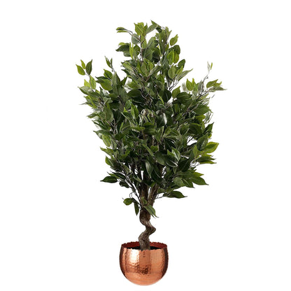 110cm Realistic Artificial Ficus Tree in Copper Curve Planter - plants - express.com