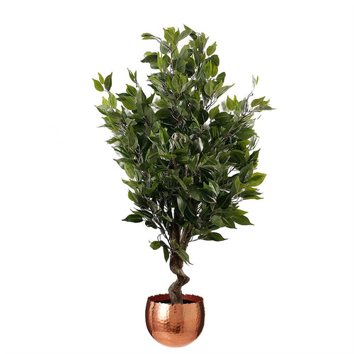 110cm Realistic Artificial Ficus Tree in Copper Curve Planter - plants - express.com