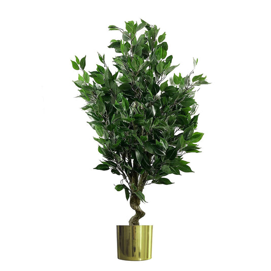 110cm Realistic Ficus Tree in Gold Planter – Premium Artificial Plant - plants - express.com