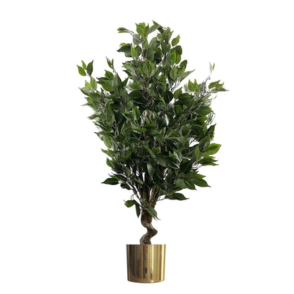 110cm Twist Ficus Artificial Tree in Gold Planter – Evergreen Decor - plants - express.com