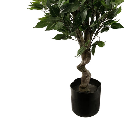 110cm Twist Ficus Artificial Tree in Gold Planter – Evergreen Decor - plants - express.com