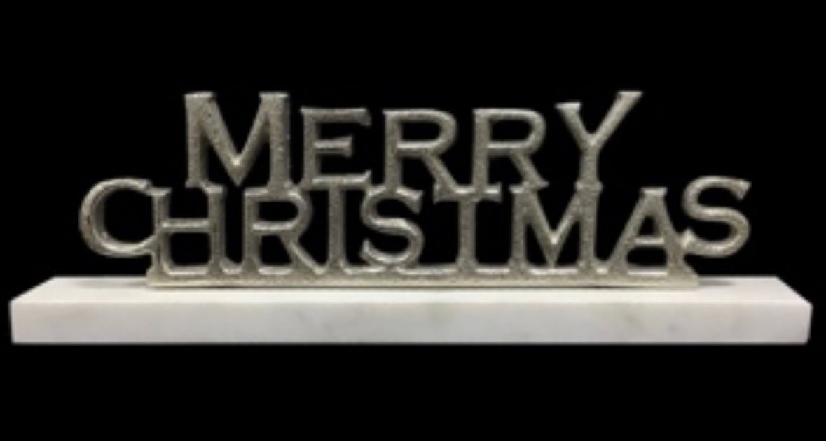 12 - Inch Nickel - Plated Merry Christmas On Stand - plants - express.com