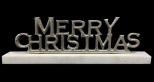 12 - Inch Nickel - Plated Merry Christmas On Stand - plants - express.com