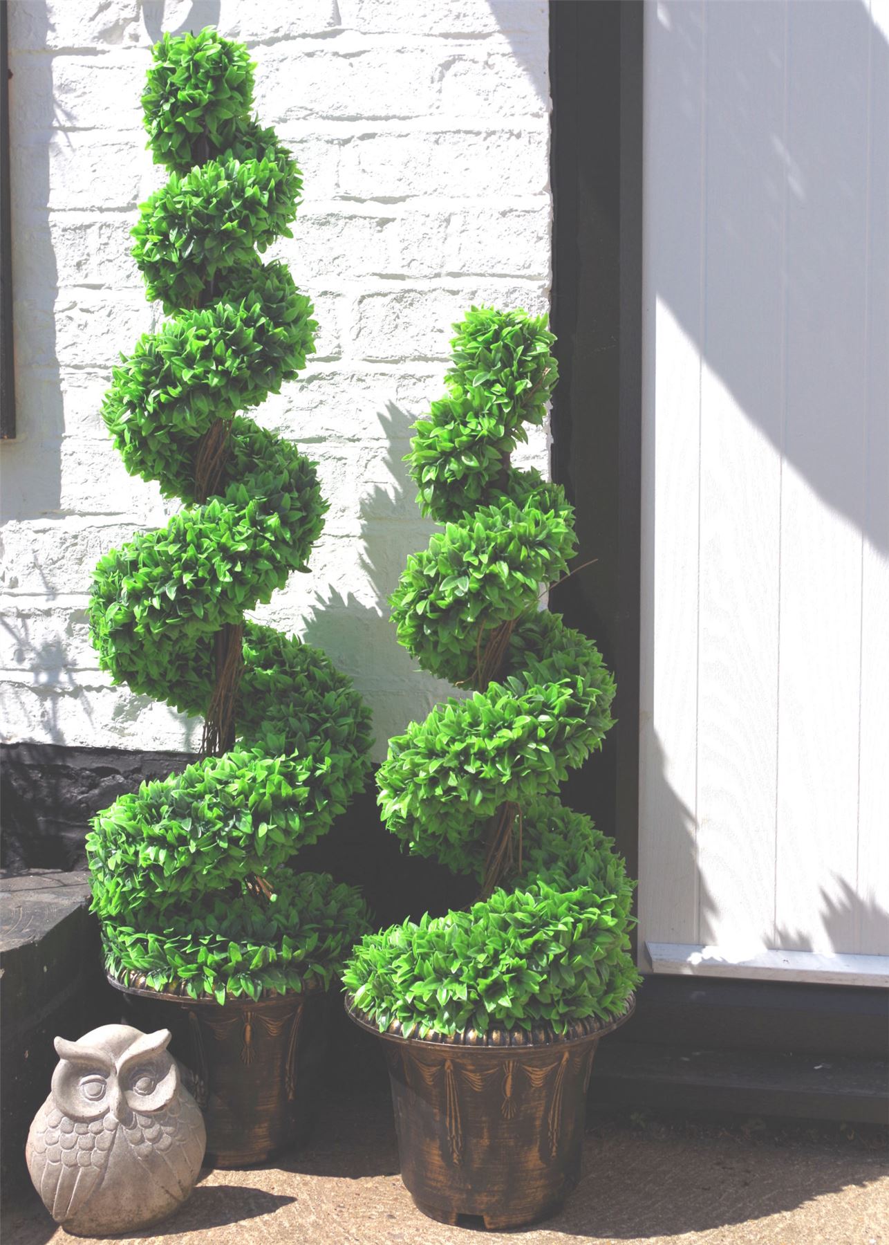 120cm Large Leaf Green Spiral Tree with Stylish Decorative Planter - plants - express.com