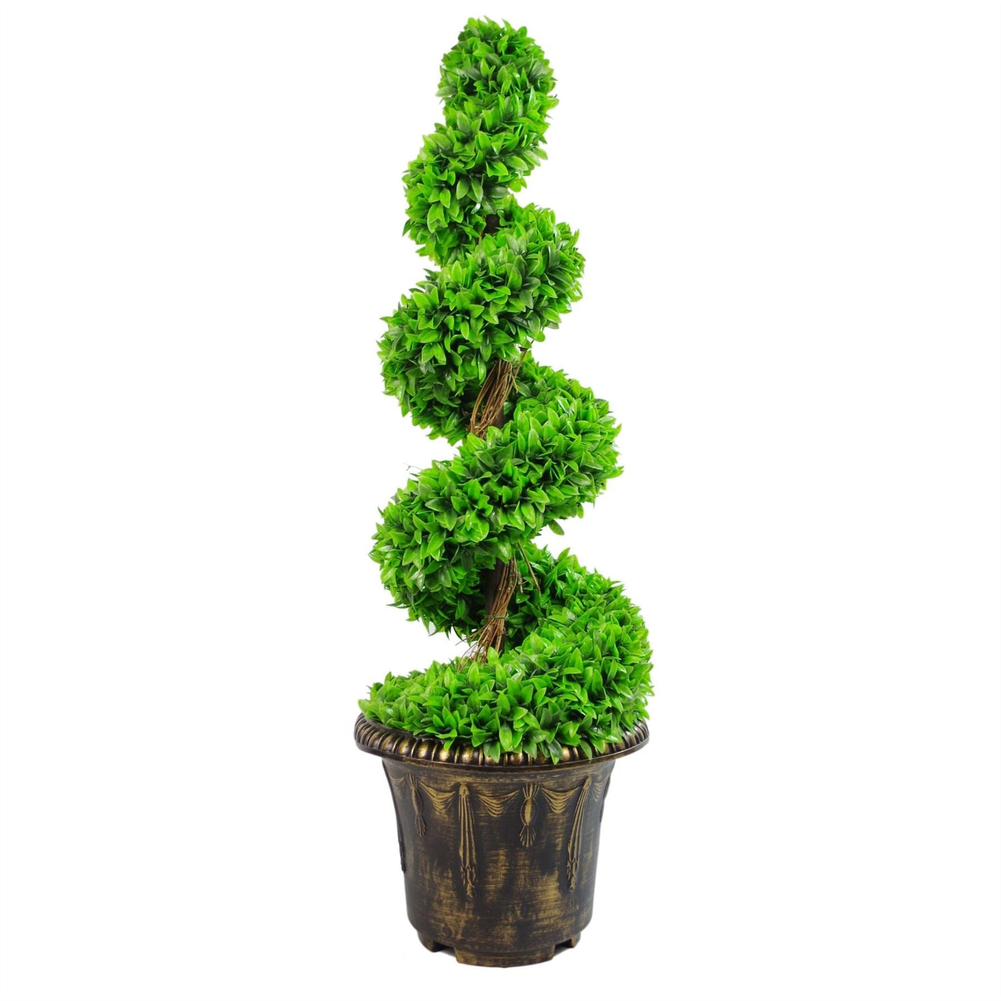 120cm Large Leaf Green Spiral Tree with Stylish Decorative Planter - plants - express.com