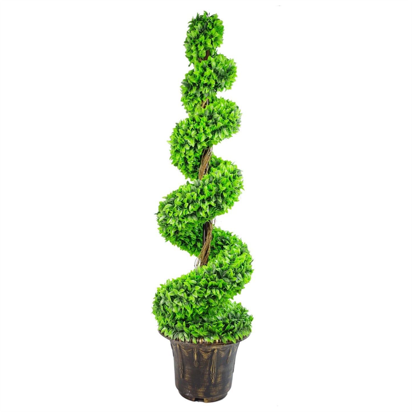 120cm Large Leaf Green Spiral Tree with Stylish Decorative Planter - plants - express.com