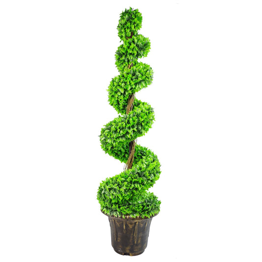 120cm Large Leaf Green Spiral Tree with Stylish Decorative Planter - plants - express.com