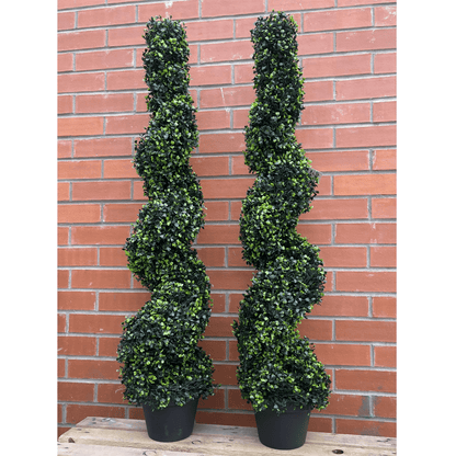 120cm Lifelike Artificial Boxwood Spiral Topiary - Timeless Elegance for Any Space - plants - express.com