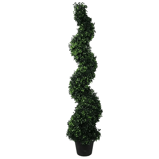 120cm Lifelike Artificial Boxwood Spiral Topiary - Timeless Elegance for Any Space - plants - express.com