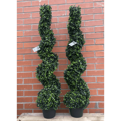 120cm Lifelike Artificial Boxwood Spiral Topiary - Timeless Elegance for Any Space - plants - express.com