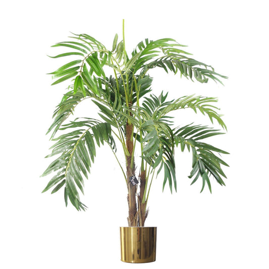 120cm Lifelike Artificial Palm Tree with Elegant Gold Metal Planter - plants - express.com