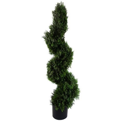 120cm Lifelike Cedar Spiral Topiary - Indoor/Outdoor Faux Tree Artwork - plants - express.com