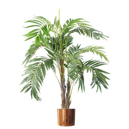 120cm Luxurious Realistic Artificial Palm Tree with Elegant Copper Planter - plants - express.com