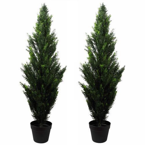 120cm Pair of Artificial Cedar Cypress Topiary UV Resistant - plants - express.com