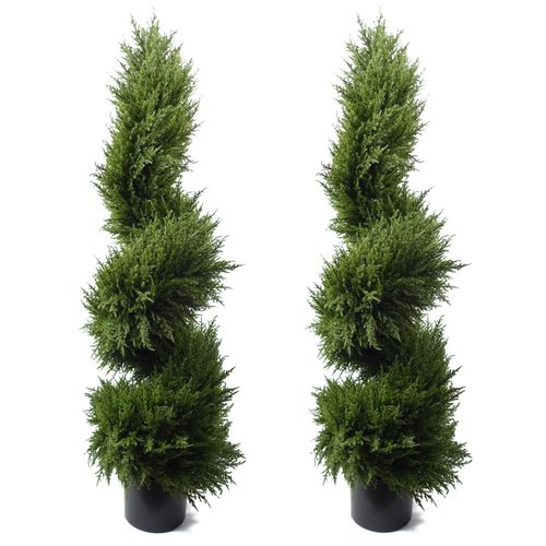 120cm Pair of Premium Artificial Cypress Spiral Topiary - plants - express.com