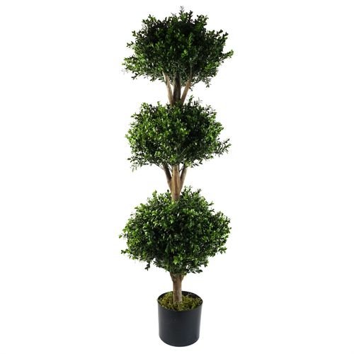 120cm Triple Ball Buxus Topiary Tree - UV Resistant Outdoor Elegance - plants - express.com