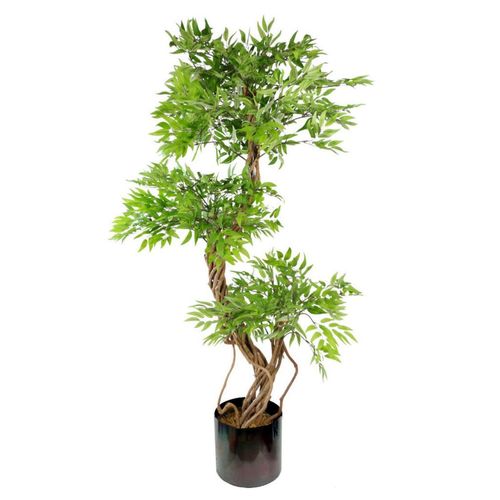 140cm Leaf Realistic Artificial Japanese Fruticosa Ficus Tree, Green Rainbow - plants - express.com