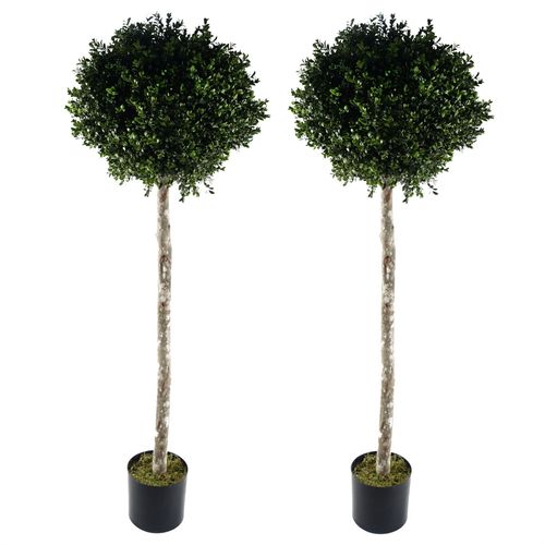 140cm Pair of Buxus Ball Artificial Tree UV Resistant Outdoor Topiary - plants - express.com