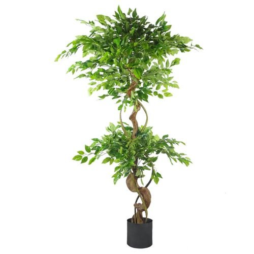 150cm Twisted Trunk Artificial Japanese Fruticosa Ficus Tree Black Planter - plants - express.com