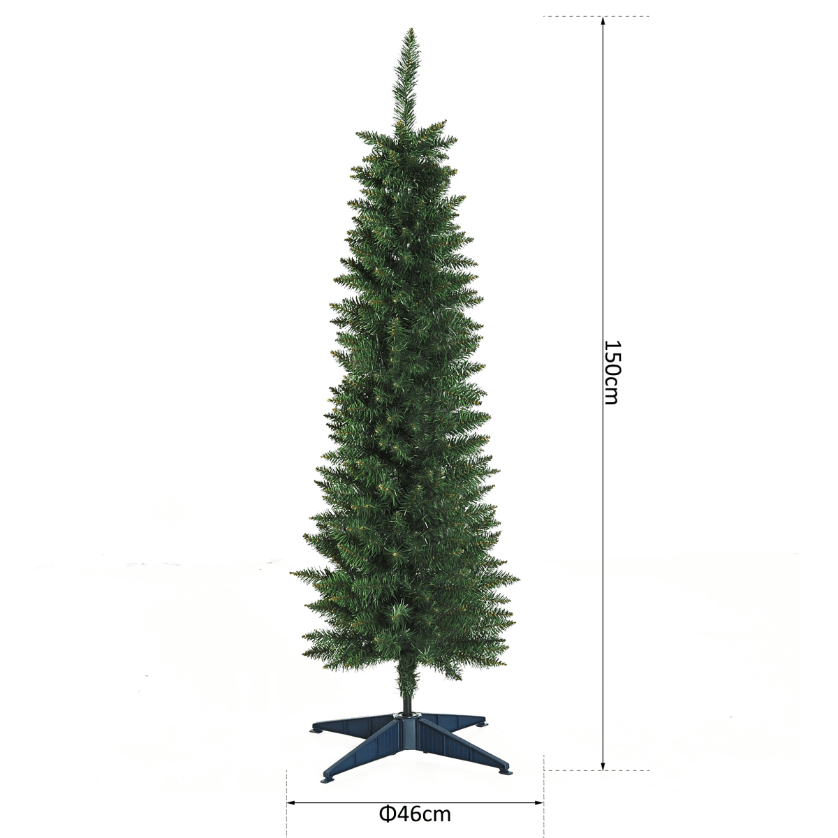 1.5m 5ft Artificial Pine Pencil Slim Christmas Tree 294 Branch Tips with Stand - plants - express.com