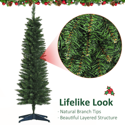 1.5m 5ft Artificial Pine Pencil Slim Christmas Tree 294 Branch Tips with Stand - plants - express.com