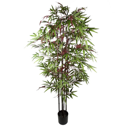 180cm Artificial Bamboo - 1,140 Red & Green Silk Leaves - plants - express.com