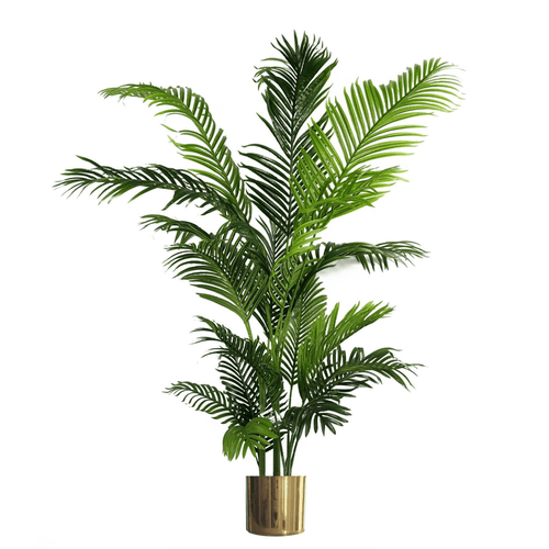 180cm Artificial Palm Tree in Gold Metal Planter - Extra - Large Decor - plants - express.com