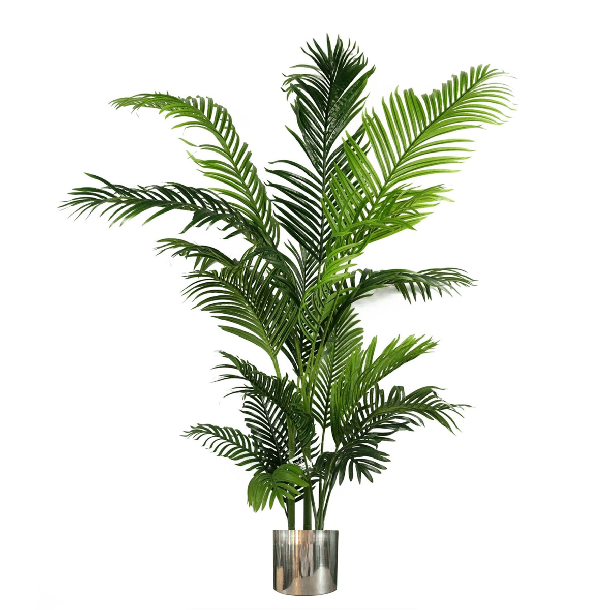180cm Artificial Palm Tree in Silver Metal Planter | XL Outdoor Decor - plants - express.com