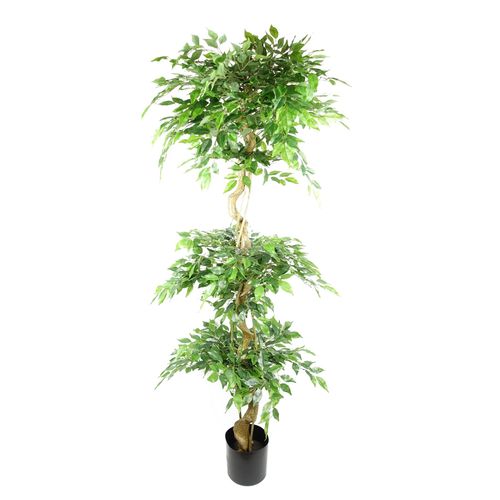 180cm Artificial Twisted Trunk Fruticosa Ficus Tree Triple Ball Topiary 1984 Leaves - plants - express.com