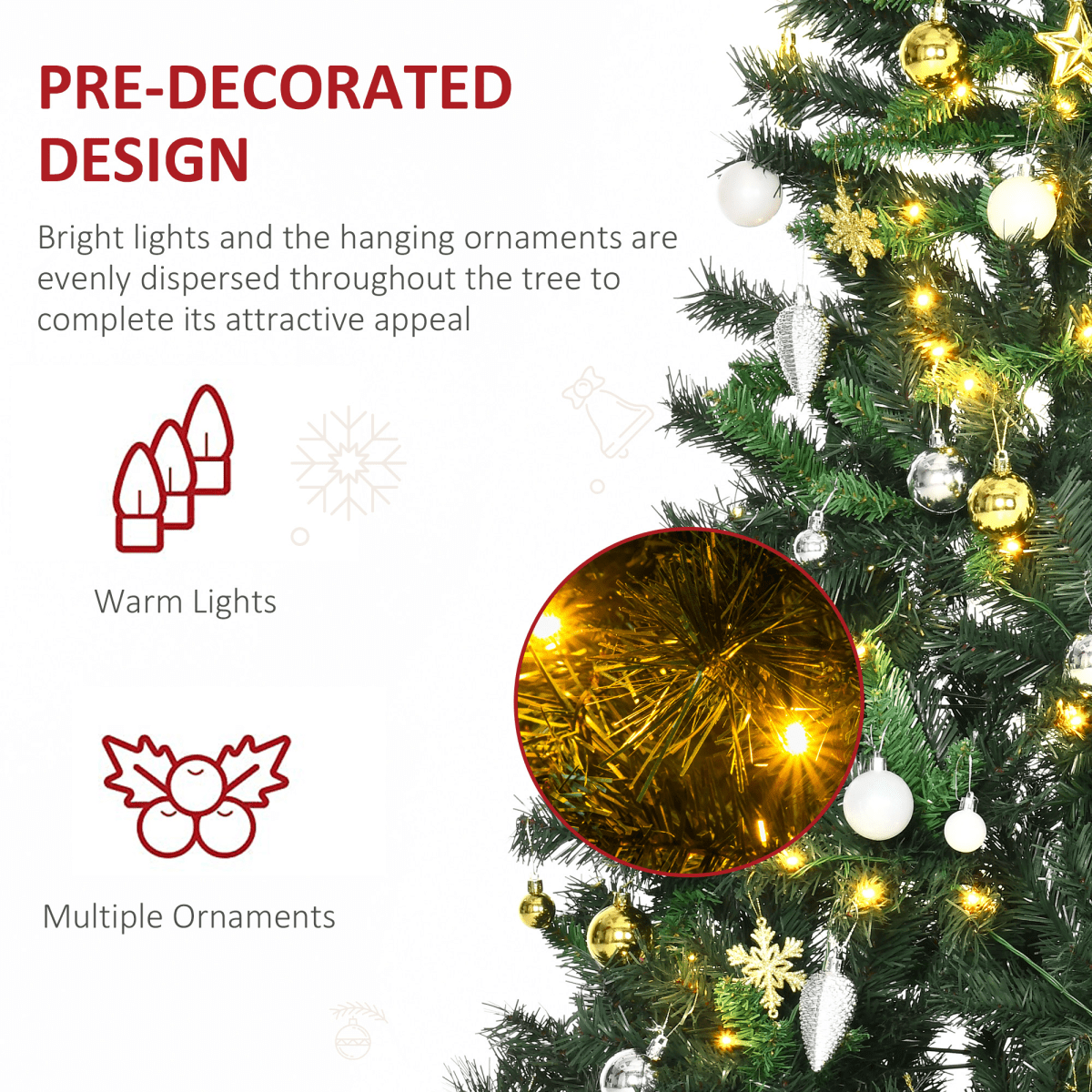 1.8m 6ft Pre - Lit Artificial Christmas Tree 200 LED Tree Decorative Balls Stand - plants - express.com