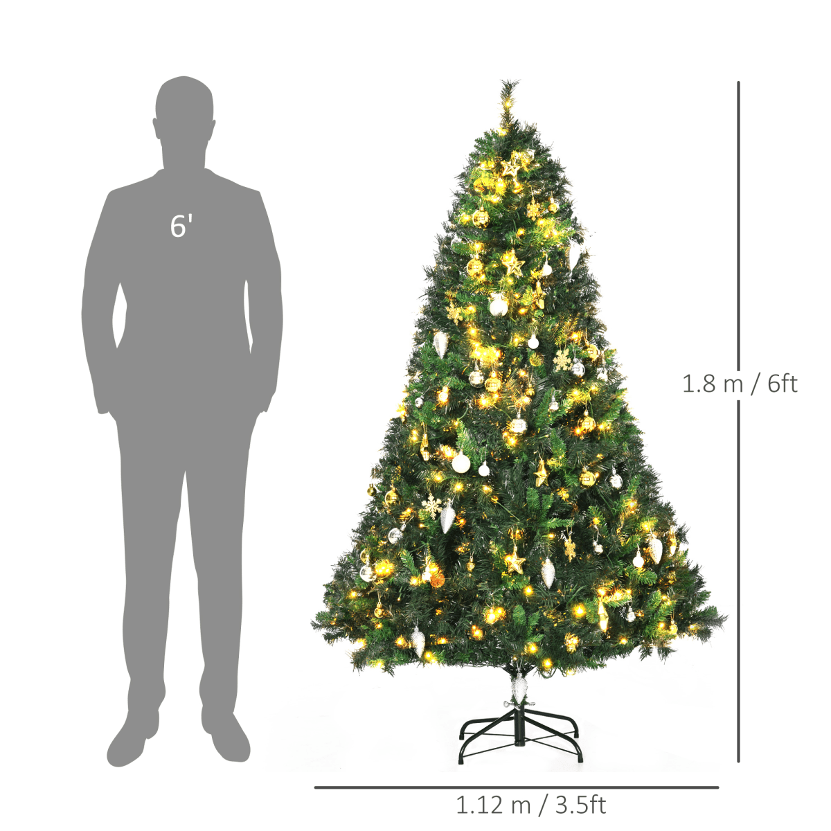 1.8m 6ft Pre - Lit Artificial Christmas Tree 200 LED Tree Decorative Balls Stand - plants - express.com