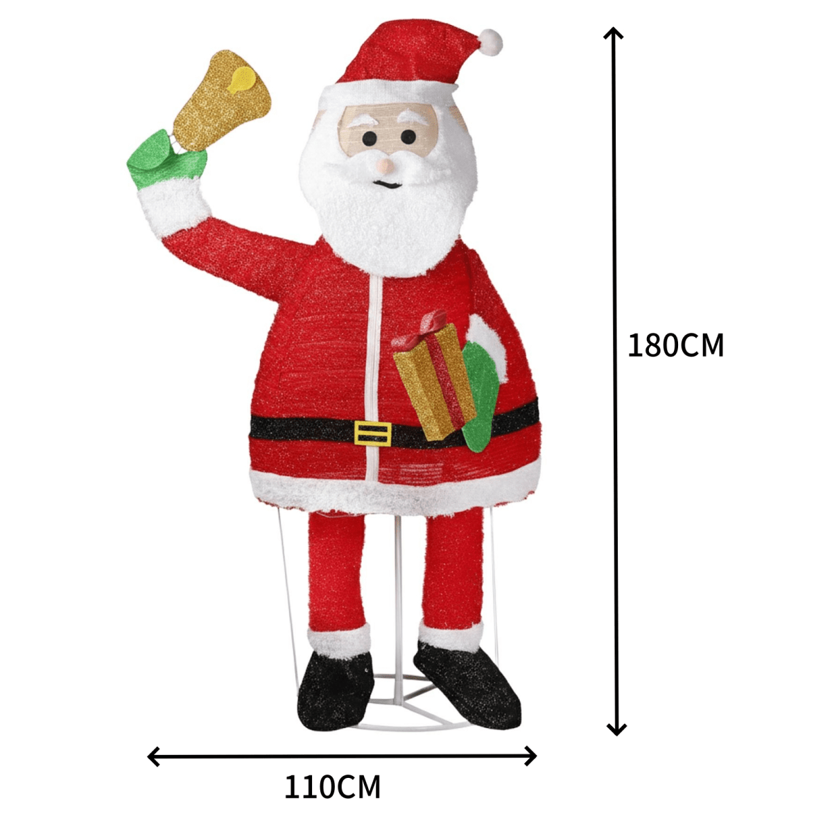 1.8m Santa Bell Yard Decor - 200 LED Prelit Outdoor Christmas Display - plants - express.com