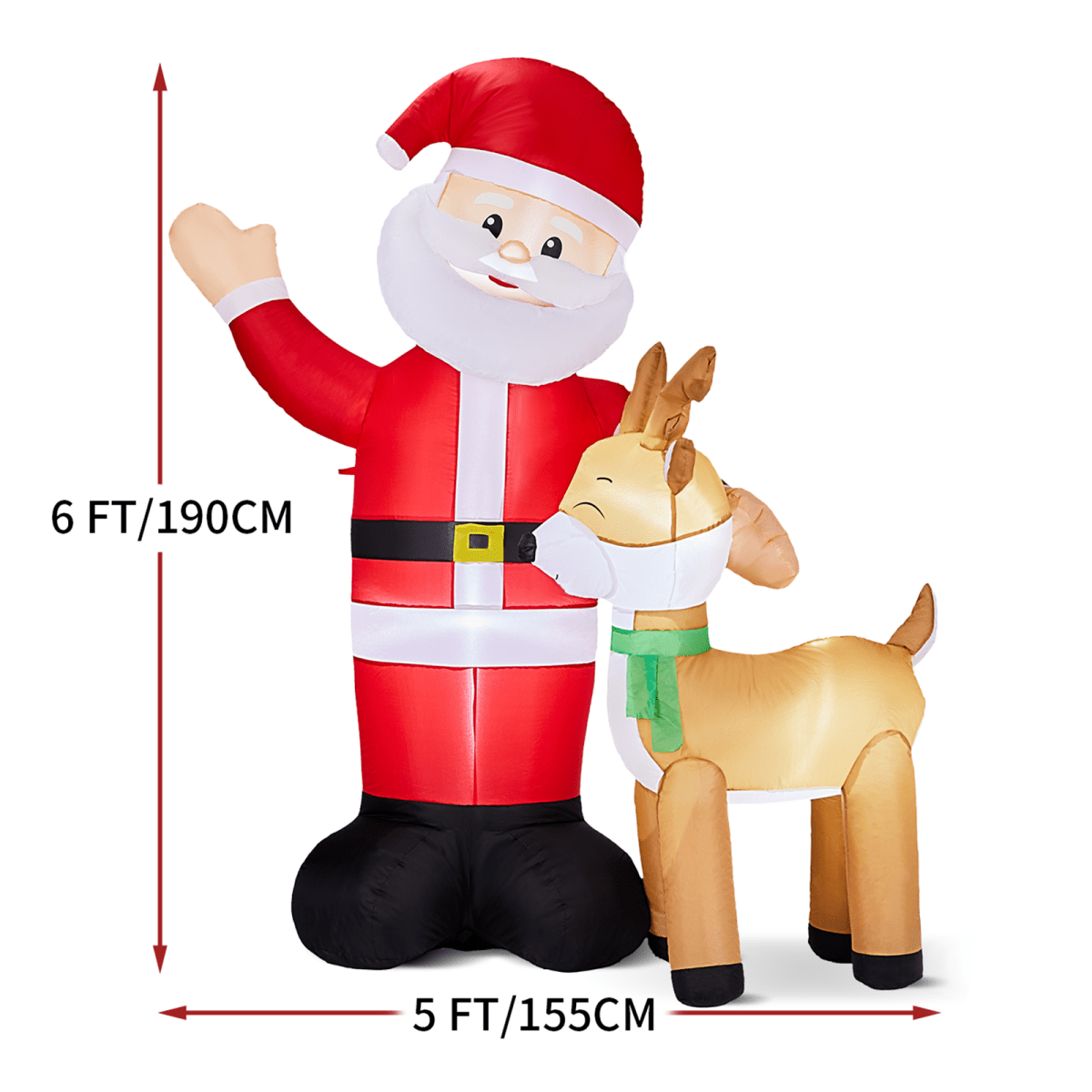 1.9M LED Santa & Reindeer Inflatable for Lawn, Front Yard Decor - plants - express.com
