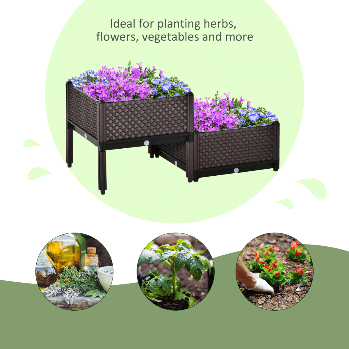 2 - Piece Raised Garden Bed Planter Box for Flowers, Vegetables, Herbs - plants - express.com