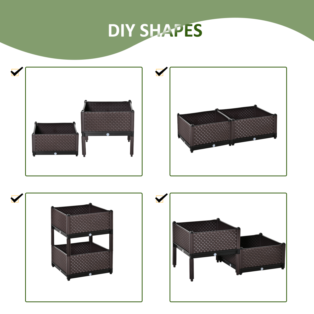 2 - Piece Raised Garden Bed Planter Box for Flowers, Vegetables, Herbs - plants - express.com