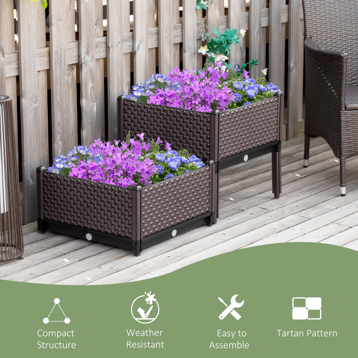 2 - Piece Raised Garden Bed Planter Box for Flowers, Vegetables, Herbs - plants - express.com
