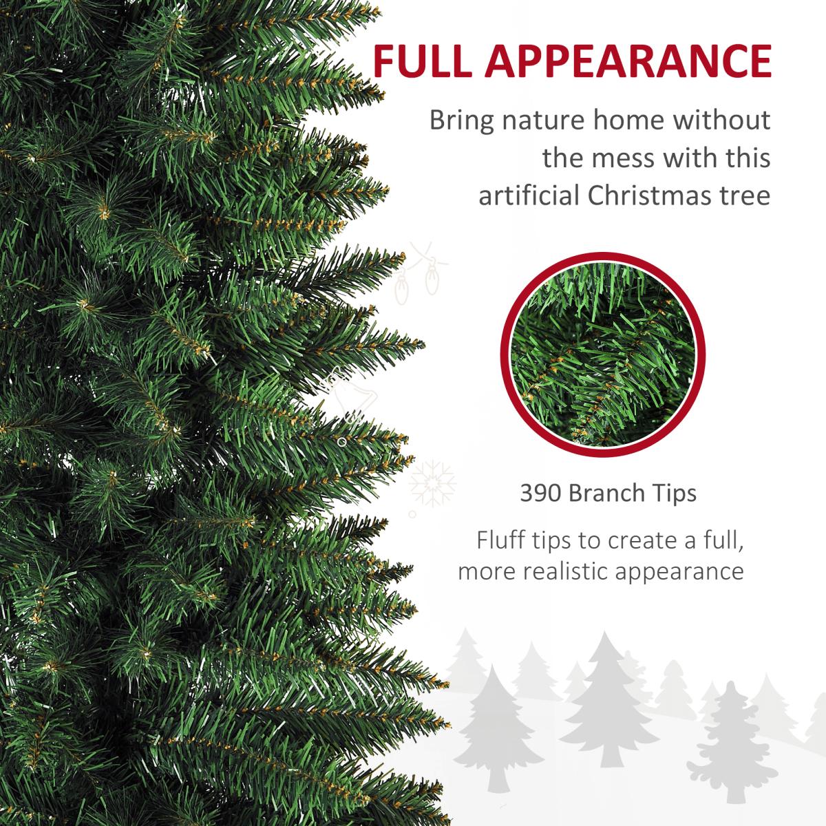 2.1m 7ft Artificial Pine Pencil Slim Christmas Tree 499 Branch Tips with Stand - plants - express.com