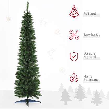 2.1m 7ft Artificial Pine Pencil Slim Christmas Tree 499 Branch Tips with Stand - plants - express.com