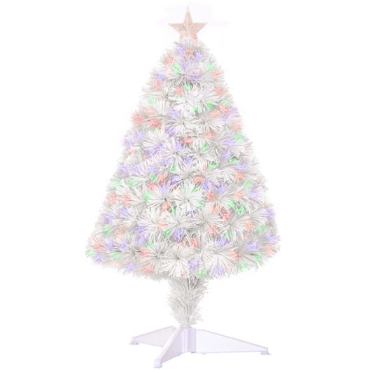 2.5FT Prelit Artificial Tabletop Christmas Tree with Fibre Table and Desk White - plants - express.com