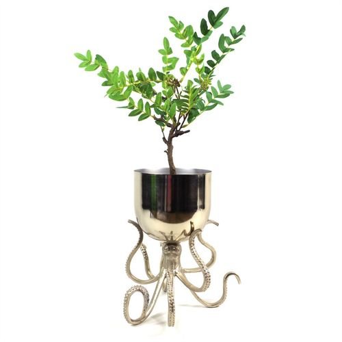 28cm Handmade Silver Metal Octopus Planter - Unique Indoor Decor - plants - express.com