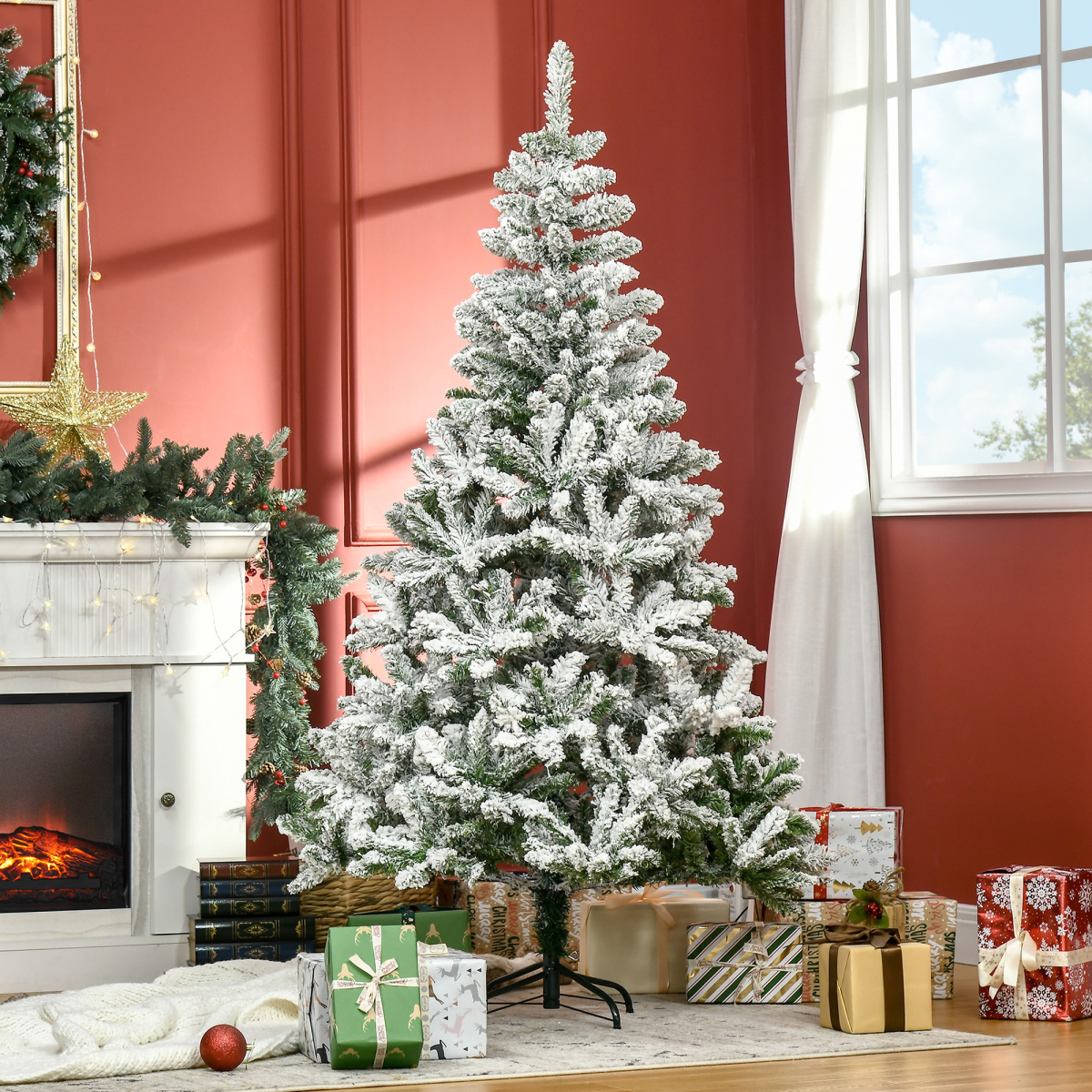 6ft Snow Flocked Artificial Christmas Tree - Winter Wonderland Decor!