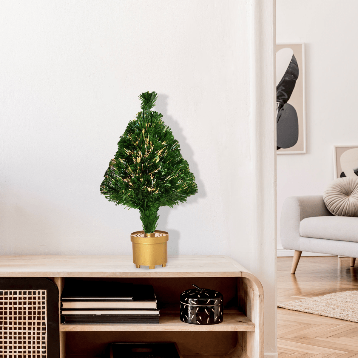 2FT Prelit Artificial Christmas Tree Fiber LED Table Deco Multi - Color Green - plants - express.com