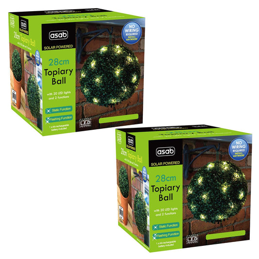 2X 28cm Solar Topiary Ball GREEN - plants - express.com