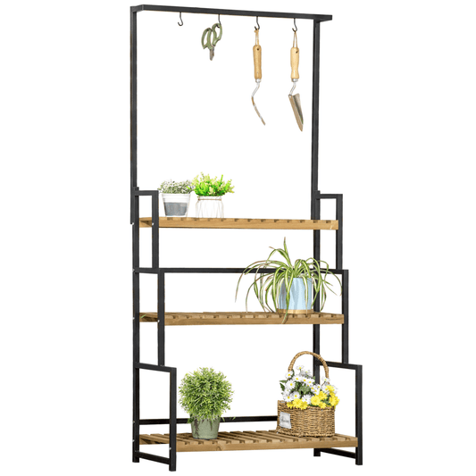 3 Tiered Plant Stand Rack with Hanging Hooks for Indoor Outdoor Decoration - plants - express.com