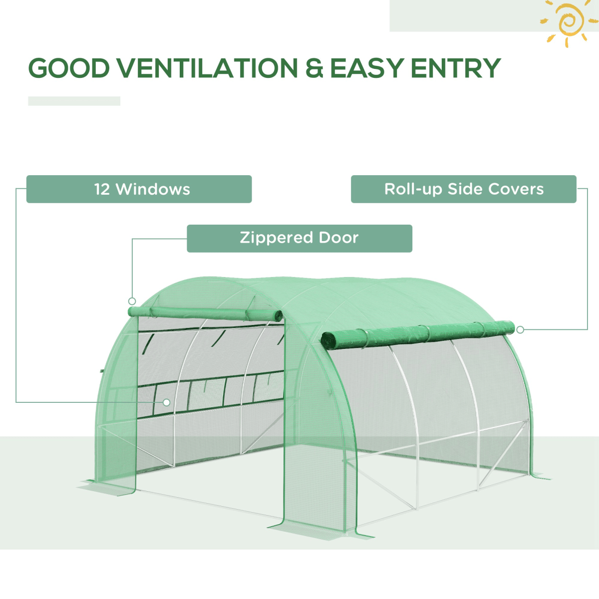 3 x 3 x 2 m Polytunnel Greenhouse Pollytunnel Tent w/ Steel Frame Green - plants - express.com