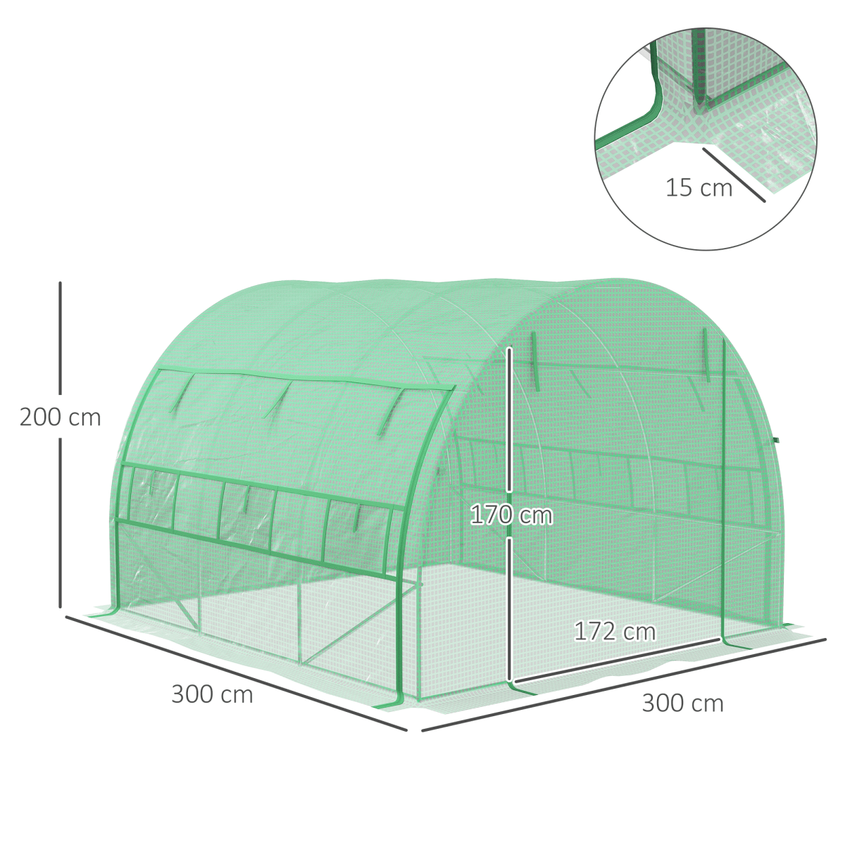 3 x 3 x 2 m Polytunnel Greenhouse Pollytunnel Tent w/ Steel Frame Green - plants - express.com