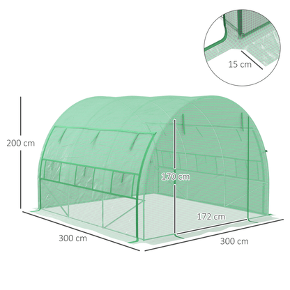 3 x 3 x 2 m Polytunnel Greenhouse Pollytunnel Tent w/ Steel Frame Green - plants - express.com