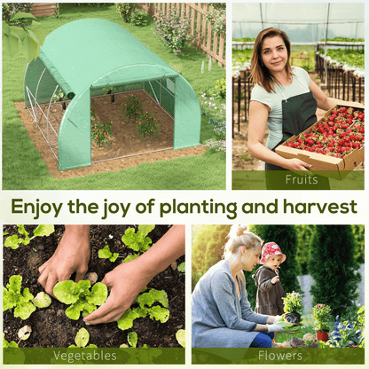 3 x 3 x 2 m Polytunnel Greenhouse Pollytunnel Tent w/ Steel Frame Green - plants - express.com