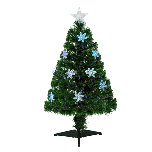 3FT Fibre Optic LED Christmas Tree with Snowflakes - Safe & Enchanting Decor! - plants - express.com