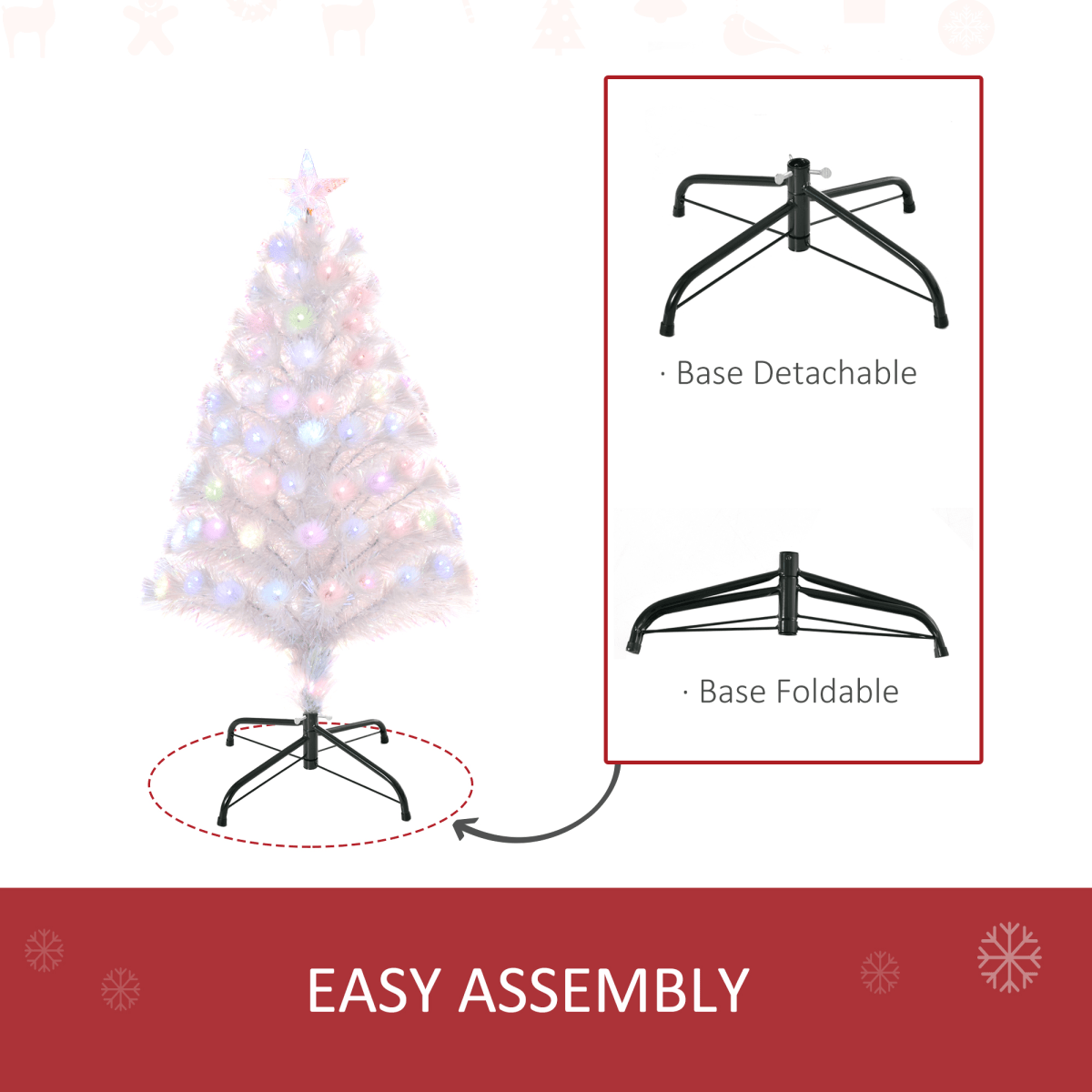 3FT Pre - Lit Artificial Christmas Tree w/ Fibre Optic LED Lights Xmas White - plants - express.com